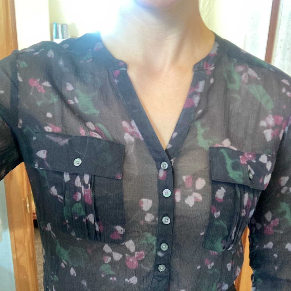 Eddie Bauer Flower Patterned Half Button-Down - image 4